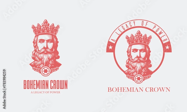 Fototapeta Regal Man in Crown Logo for Bohemian Crown - Powerful Red Design