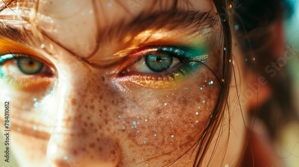 Obraz Primo piano di ragazza con crystal make-up, stile Coachella