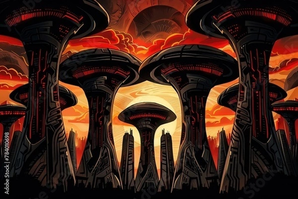 Fototapeta Aliens share our cities, their advanced technologies hidden within the mundane, revealed in closeup