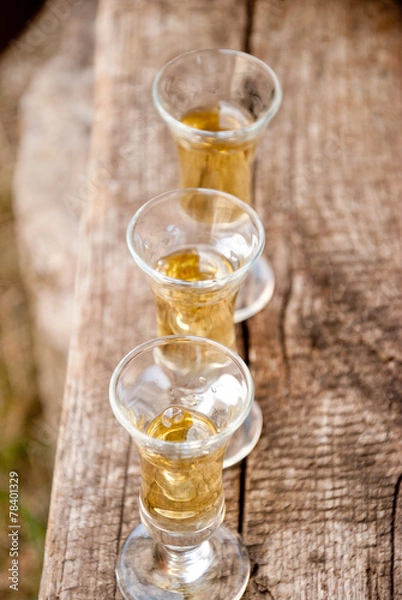 Obraz Small glasses filled with rakija