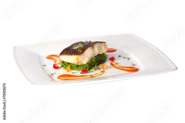 Obraz a piece of fried fish on white plate