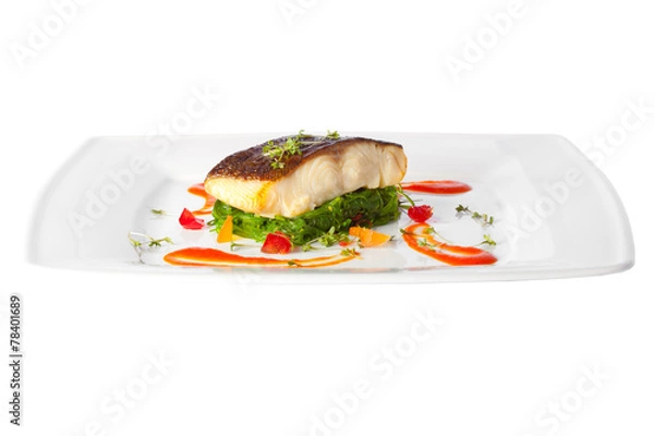Obraz a piece of fried fish on white plate