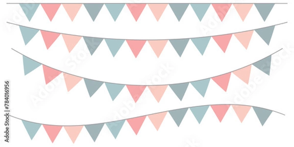 Fototapeta Bunting flags banner best for Birthday party and carnival garland decoration.