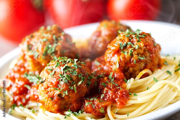 Fototapeta Spaghetti and Meatballs