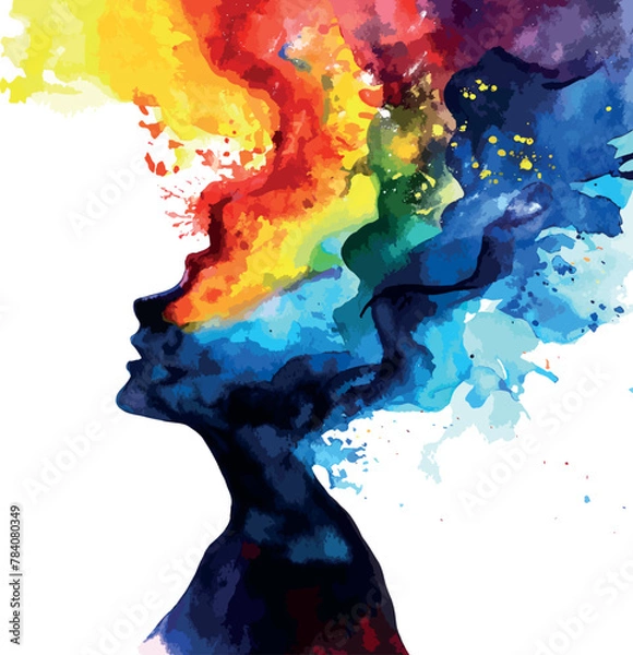 Obraz Abstract beautiful woman face drawn with watercolor