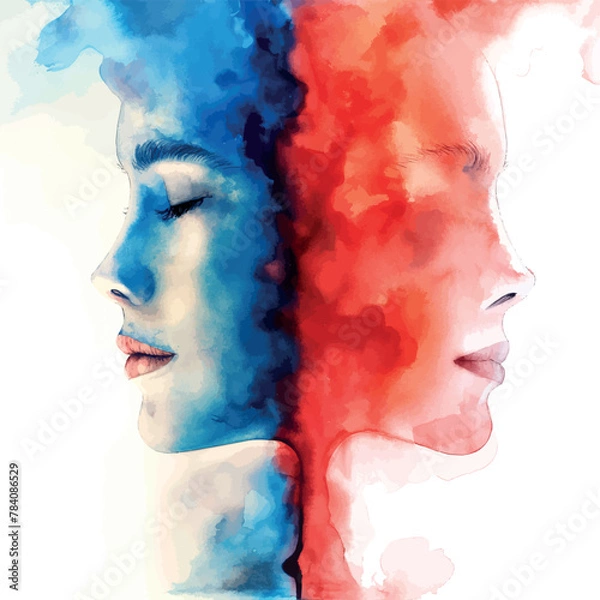 Obraz Abstract beautiful woman face drawn with watercolor