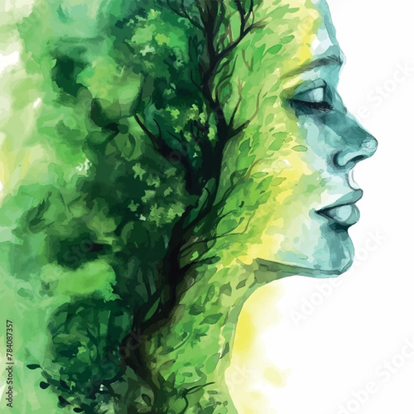 Obraz Abstract beautiful woman face drawn with watercolor