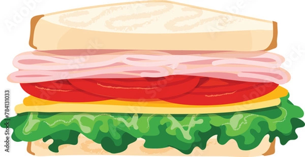 Obraz Turkey Sandwich with Tomatoes, Lettuce, Cheese