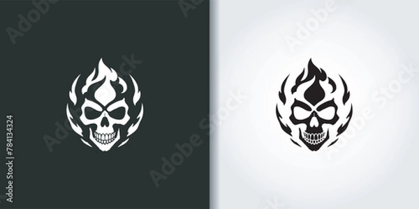 Fototapeta skull fire logo set