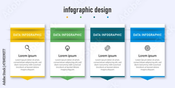 Fototapeta Infographics design business template. timeline with 4 steps or options. can be used for workflow diagram, info chart, web design. vector illustration.