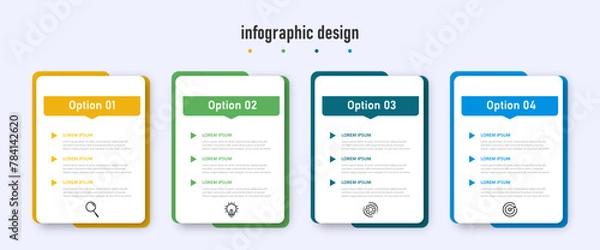 Fototapeta Infographic design template timeline with 4 steps or options. can be used for workflow diagram, info chart, web design. vector illustration. 