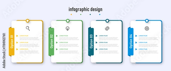 Obraz Infographic design template timeline with 4 steps or options. can be used for workflow diagram, info chart, web design. vector illustration. 