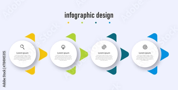 Fototapeta Infographics design circle template. timeline with 4 steps, options. can be used for workflow diagram, info chart, web design. vector illustration.