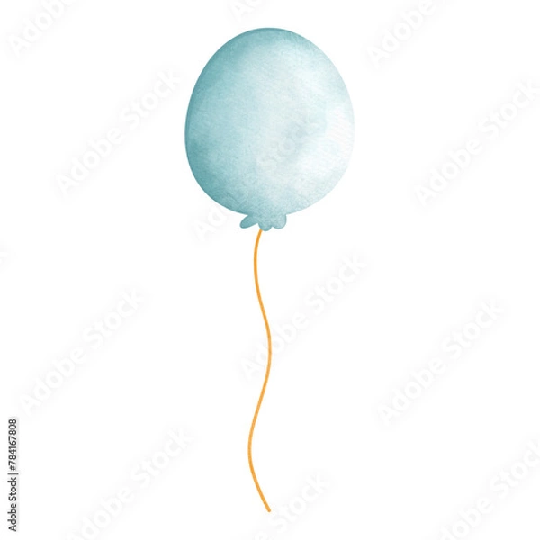 Obraz A blue balloon with a long orange string.