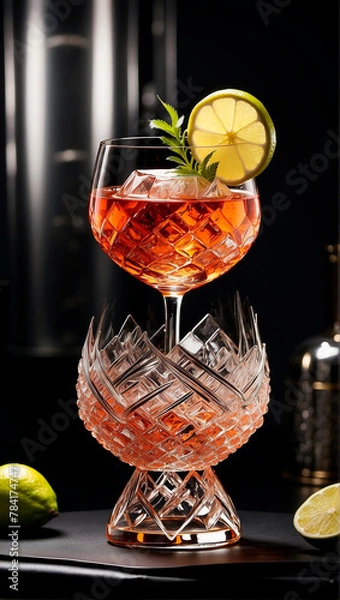 Obraz visually appealing cocktail garnished with fresh fruit