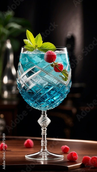 Obraz visually appealing cocktail garnished with fresh fruit