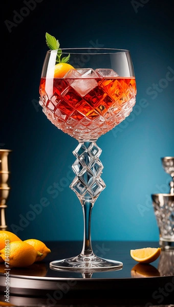 Obraz visually appealing cocktail garnished with fresh fruit