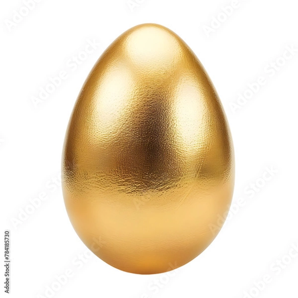 Fototapeta Beautiful one big realistic 3D Easter egg painted on gold with soft shadows isolated on white paper background - high quality greeting card template in vector with amazing shiny surface