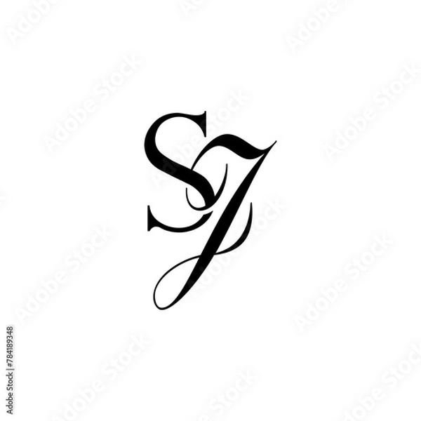Obraz Initial Mixed Letter Logo. Logotype design. Simple Luxury Black Flat Vector SJ