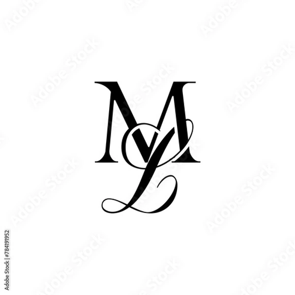 Obraz Initial Mixed Letter Logo. Logotype design. Simple Luxury Black Flat Vector ML