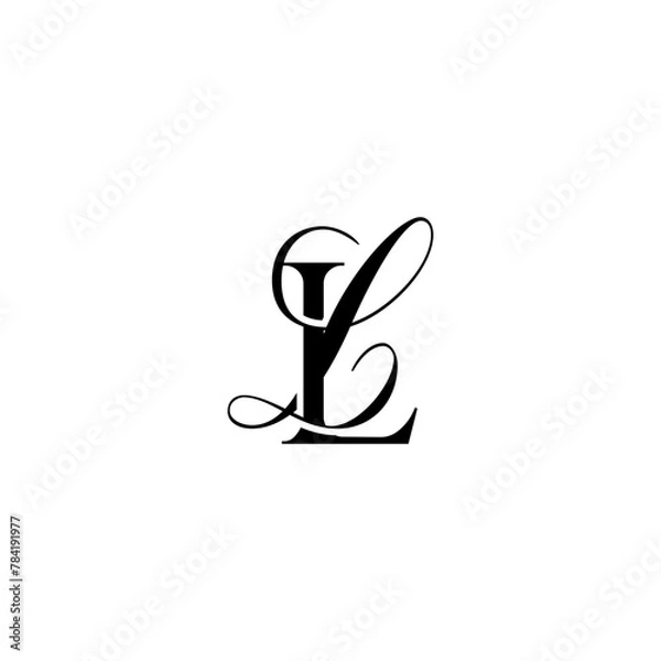 Obraz Initial Mixed Letter Logo. Logotype design. Simple Luxury Black Flat Vector LL