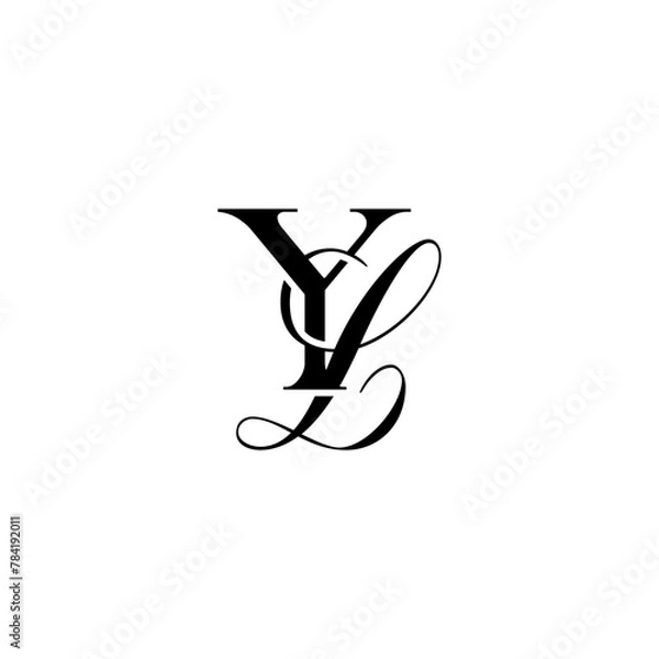 Obraz Initial Mixed Letter Logo. Logotype design. Simple Luxury Black Flat Vector YL