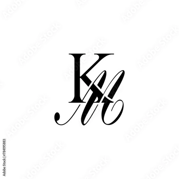 Obraz Initial Mixed Letter Logo. Logotype design. Simple Luxury Black Flat Vector KM