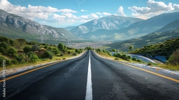 Fototapeta photorealistic highway on town background Generated with Ai tools