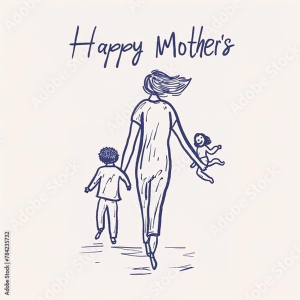 Obraz celebrating happy mother's day with arms holding each others and be surrounded by carnation flowers.VECTOR