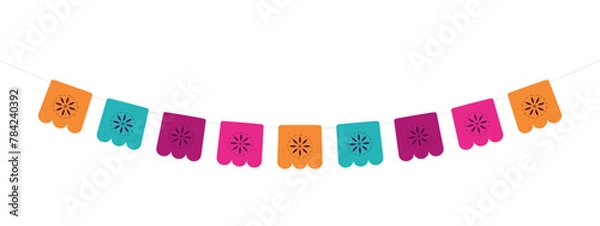 Fototapeta Cinco de mayo flag element. Cinco de mayo flags. Party colorful perspective flag isolated on transparent background