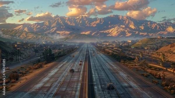 Fototapeta photorealistic highway on town background Generated with Ai tools