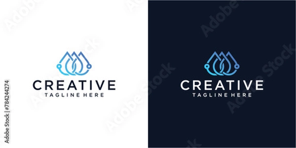 Fototapeta Water Drop Tech Logo Design Template.