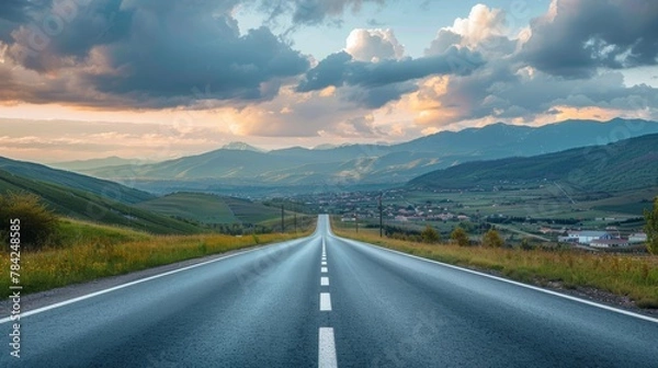Fototapeta photorealistic highway on town background Generated with Ai tools