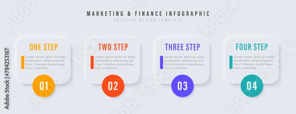 Obraz Infographic elements design template, business concept with 4 steps or options, can be used for workflow layout, diagram, annual report, web design.Creative banner, label vector.