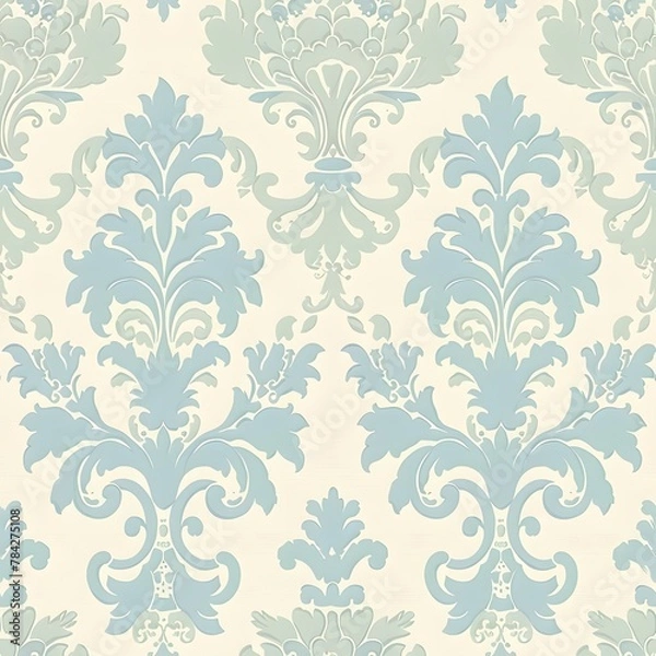 Fototapeta light blue damask seamless pattern