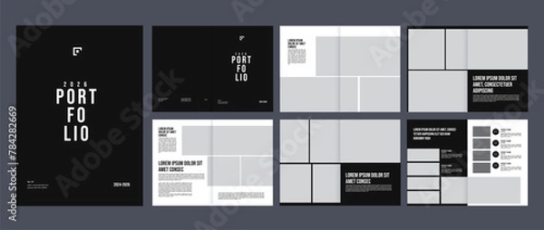 Fototapeta Architecture interior portfolio design template, minimal architecture portfolio a4 magazine brochure cover page