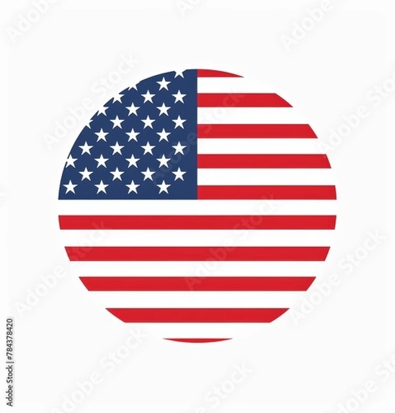 Fototapeta A red, white and blue American flag with stars