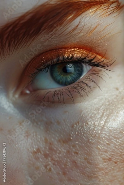 Fototapeta Detailed close-up of a red-haired person's eye, suitable for various projects