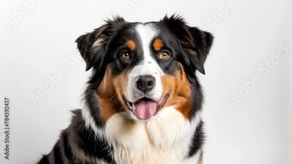 Fototapeta   A close-up of a dog's face with its tongue out