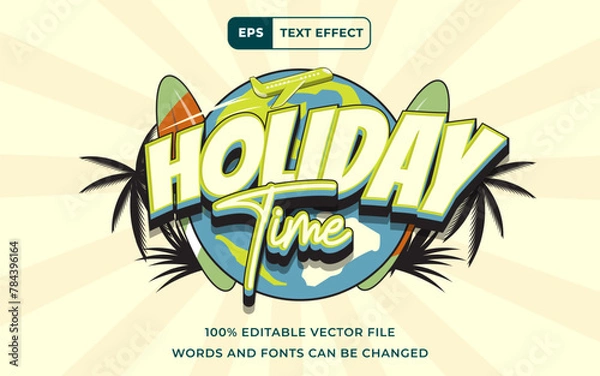 Fototapeta Editable Text effect Happy Summer Time 3D, perfect for banner holiday design element