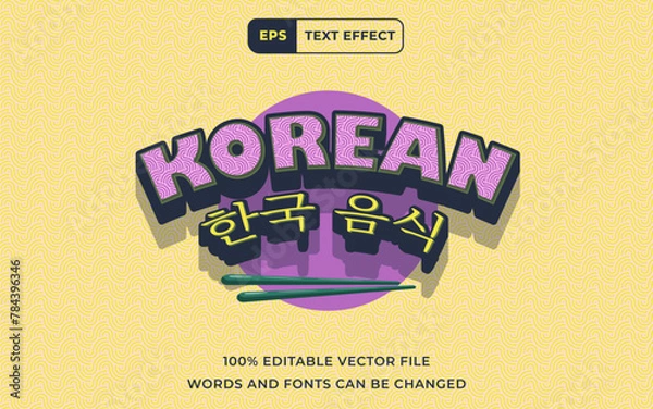 Fototapeta Editable Text effect Korean food 3D, perfect for banner korean food promotion design element