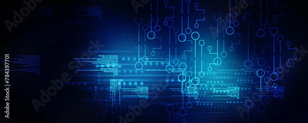 Fototapeta 2d illustration Abstract futuristic electronic circuit technology background
