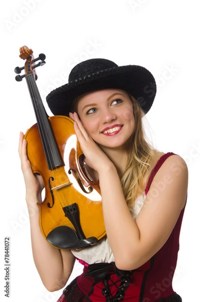Fototapeta Young violin player isolated on white