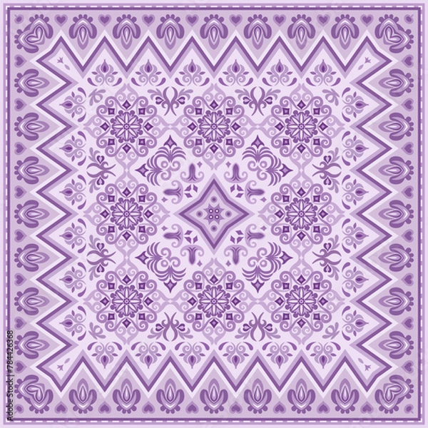 Fototapeta Vector abstract decorative ethnic ornamental illustration. Colorful square carpet