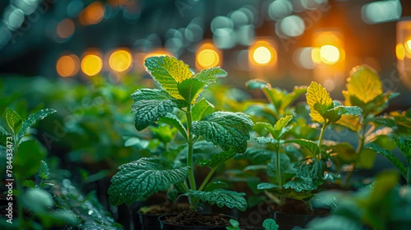 Fototapeta Young seedlings of pepper in peat pots on the windowsill