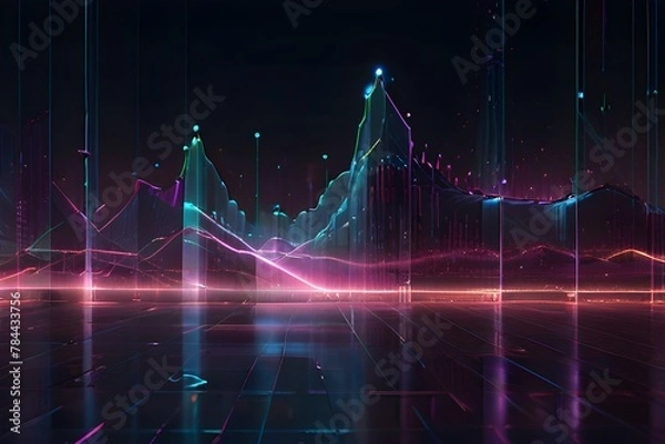 Fototapeta Abstract technology big data background concept. Motion of digital data flow. Transferring of big data. Transfer and storage of data sets , block chain, server, hi-speed internet. Generative AI