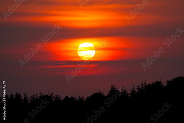 Fototapeta The sun sets on a colorful horizon on a summerday