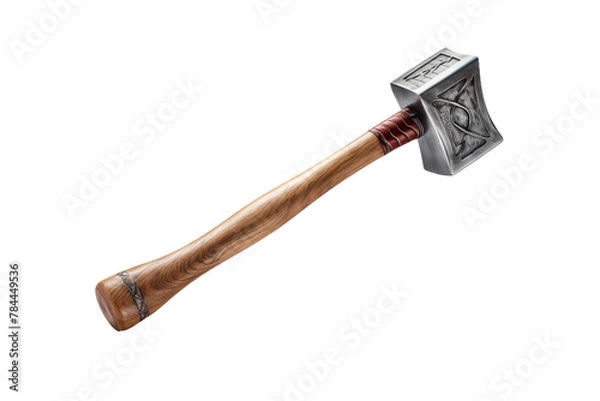 Fototapeta The Mighty Oak: A Hammer With a Wooden Handle. On White or PNG Transparent Background.