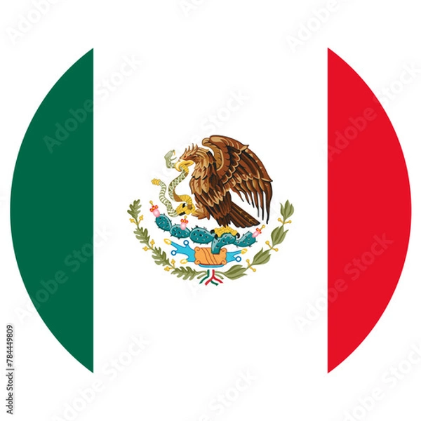 Obraz Mexico Round Country National Flag. Mexican Circle National Flag. United Mexican States Circular Shape Button Banner. Vector illustration of Mexico flag isolated on white background.