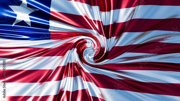 Fototapeta Liberian Flag Twirl - A Spirited Spin of National Colors and Lone Star